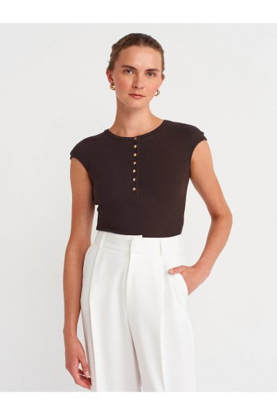 Dilvin Düğmeli Kısa Kollu Top 31887