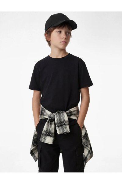 Koton Pamuklu Kısa Kollu Bisiklet Yaka Oversize Basic Tişört 6SKB10023TK