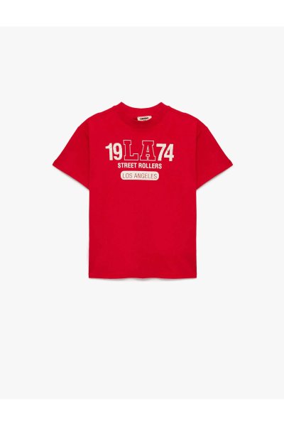 Koton Baskılı Kısa Kollu Bisiklet Yaka Pamuklu Oversize Tişört 6SKB10270TK